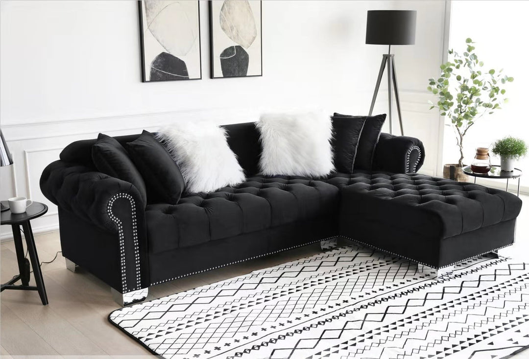 Black Microfiber Space-Saving Sectional – Sleek Living Room Comfort for Small Apartments - Galaly Furniture TX