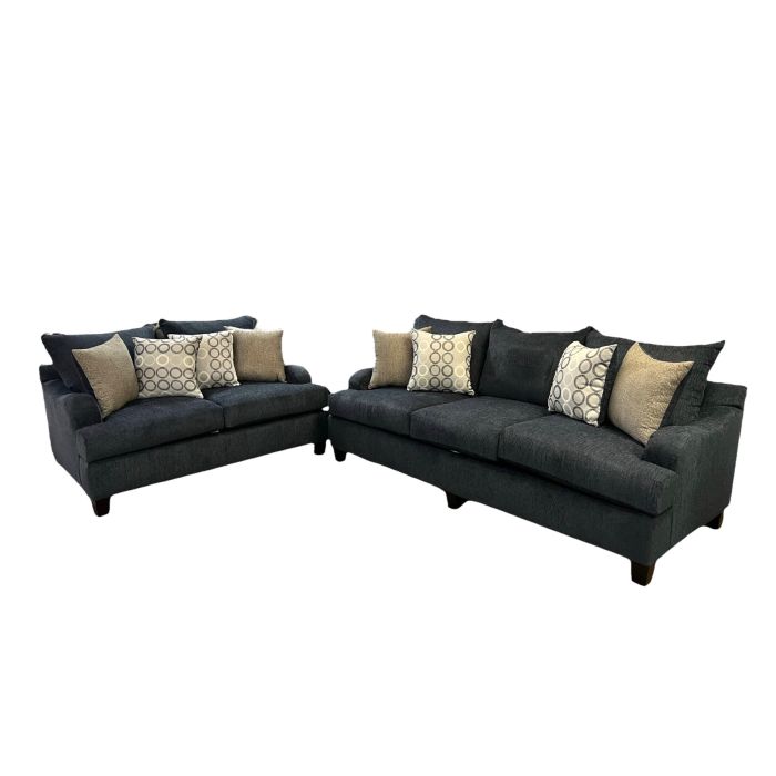 Black Microfiber Sofa & Loveseat Set – Space-Saving Living Room Furniture for Small Apartments - Galaly Furniture TX