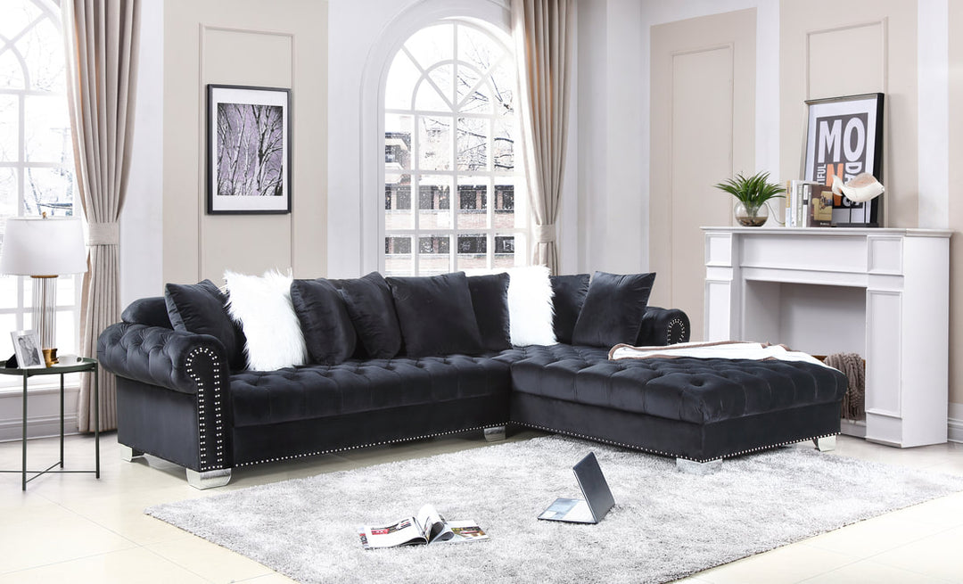 Black Modular Microfiber Sectional – Compact Living Room Sofa for Small Apartments, Space-Saving & Durable - Galaly Furniture TX