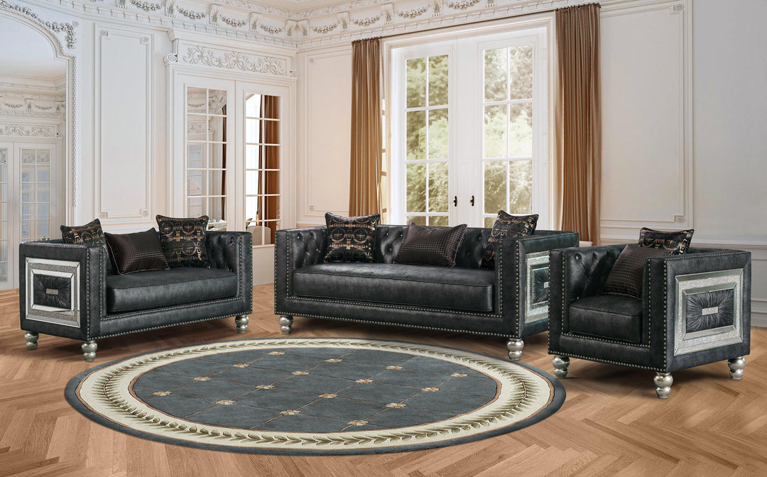 Compact Dark Green Microfiber Living Room Set – Sofa, Chair & Loveseat for Small Apartments - Galaly Furniture TX