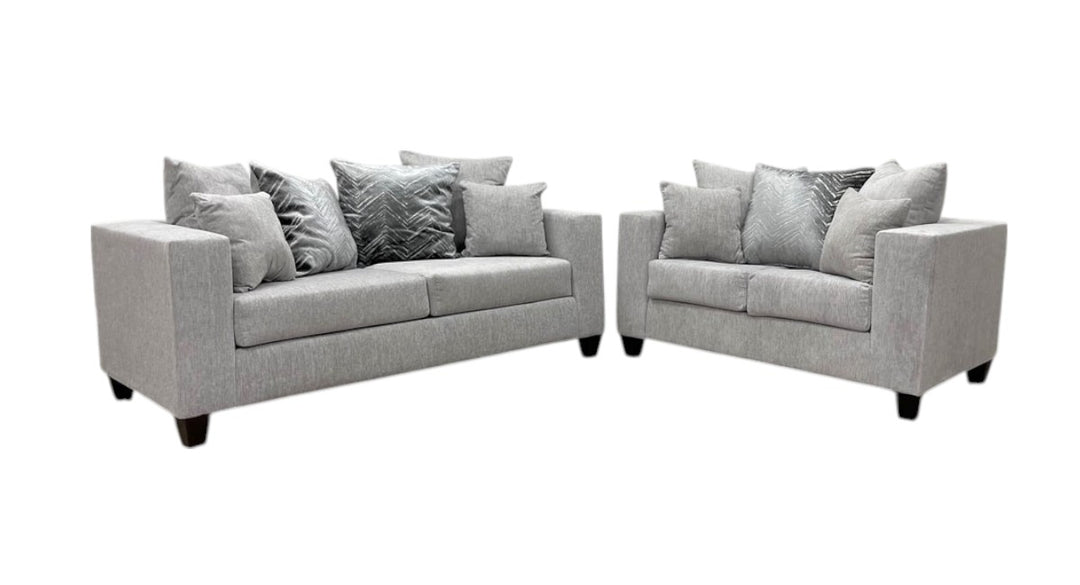 Gray Microfiber Living Room Sofa & Loveseat Set – Space-Saving Comfort for Small Apartments - Galaly Furniture TX