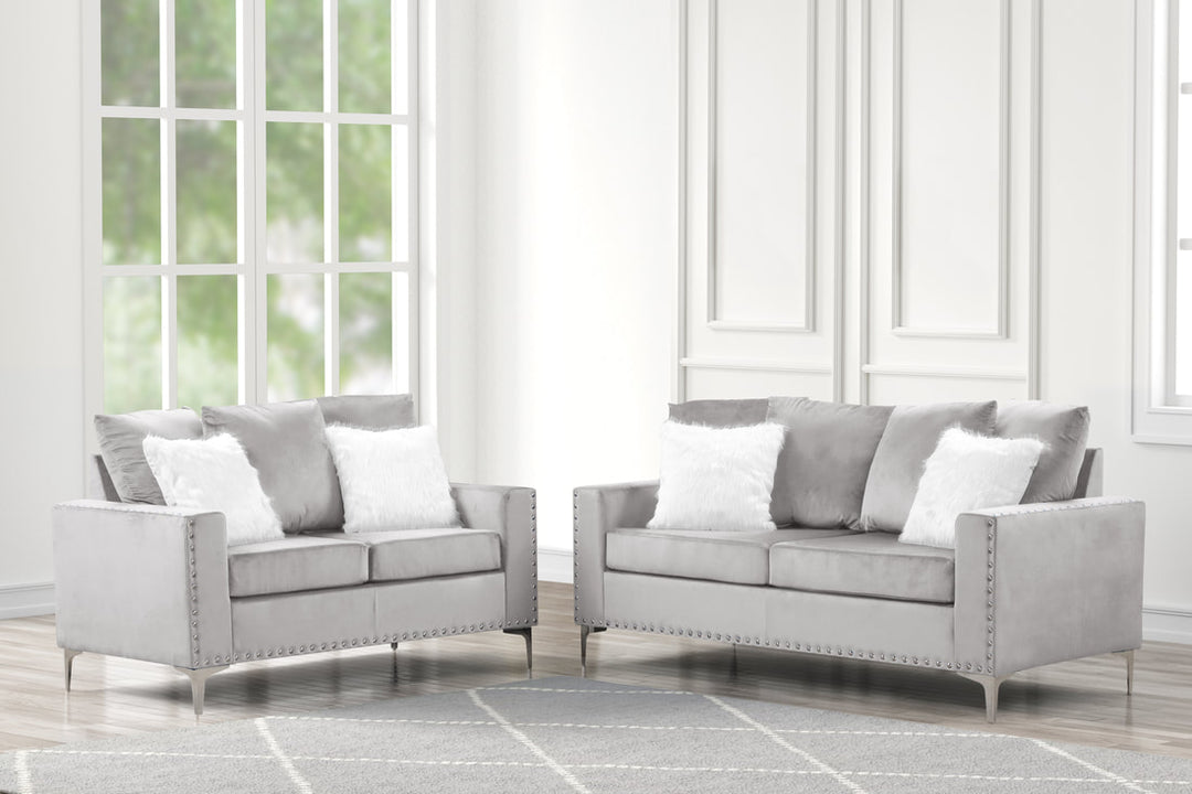 Gray Microfiber Love Seat – Space-Saving Living Room Furniture for Small Apartments - Galaly Furniture TX