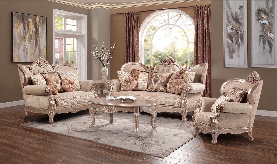 Cream Microfiber Living Room Set – Sofa, Loveseat & Chair for Small Apartment Comfort - Galaly Furniture TX