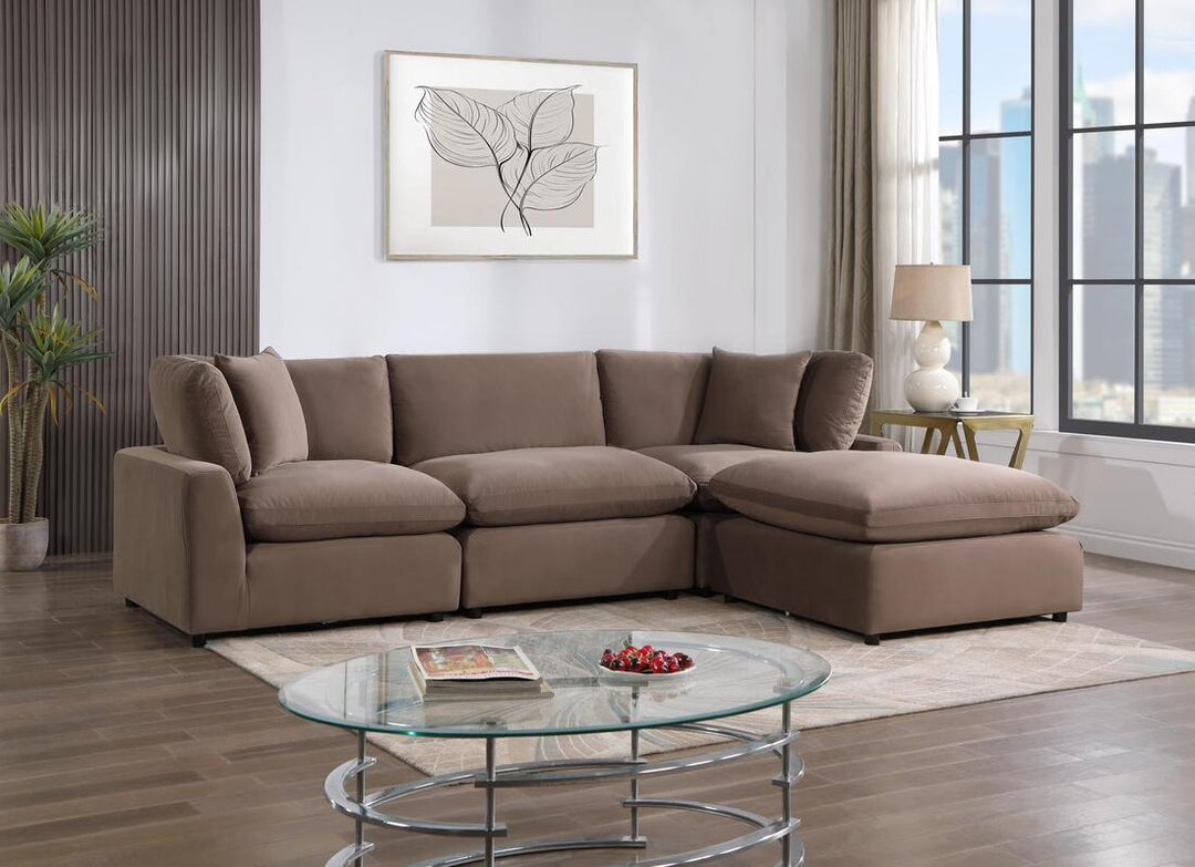 Brown Microfiber Sectional Sofa – Space-Saving Living Room Furniture for Small Apartments - Galaly Furniture TX