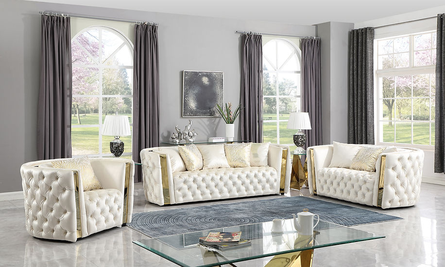 White Microfiber Living Room Set – Space-Saving Sofa, Loveseat & Chair for Small Apartments - Galaly Furniture TX