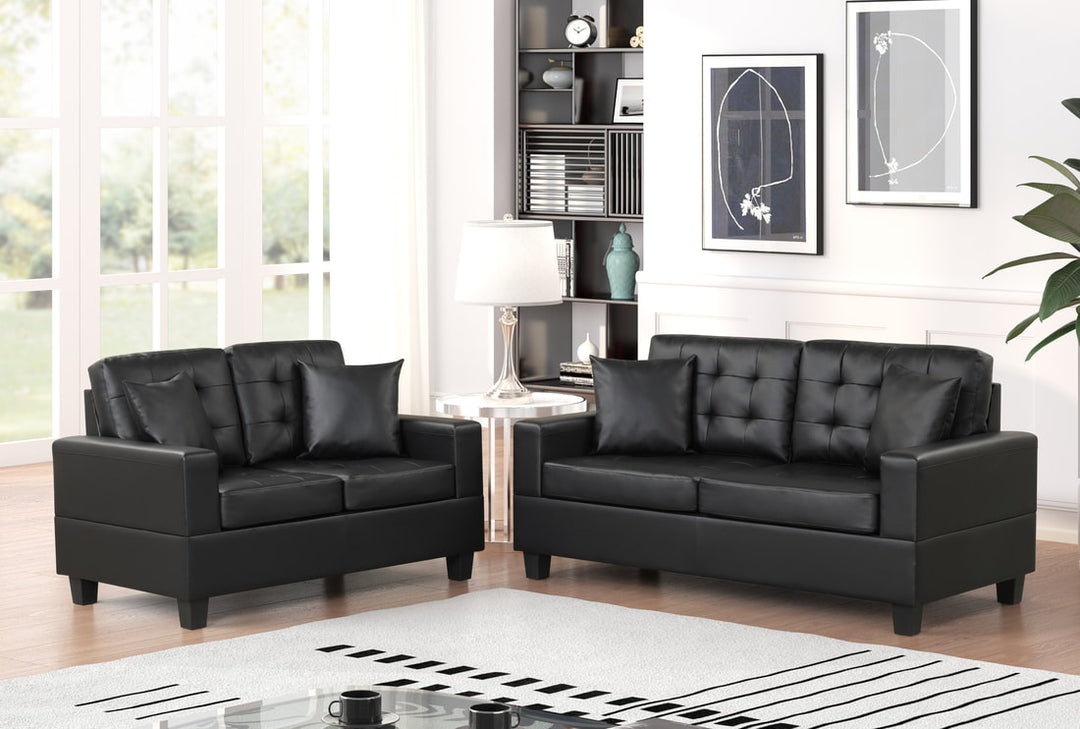 Compact Black Microfiber Love Seat – Space-Saving Living Room Furniture for Small Apartments - Galaly Furniture TX