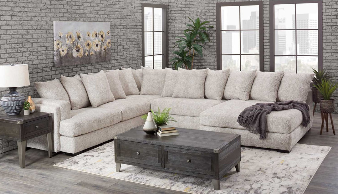 Beige Microfiber Space-Saving Sectional – Compact Living Room Sofa for Small Apartments - Galaly Furniture TX