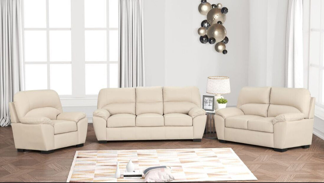 Cream Microfiber Living Room Set – Space-Saving Sofa, Loveseat & Chair for Small Apartment Comfort - Galaly Furniture TX