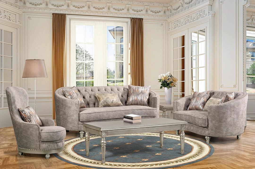 Grey Velvet Living Room Set – Space-Saving Sofa, Loveseat & Chair for Small Apartments - Galaly Furniture TX