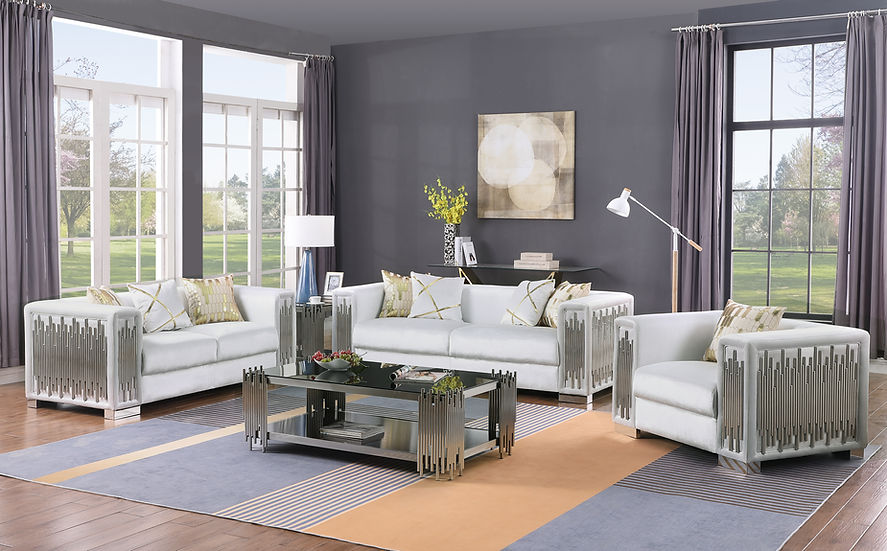 White Microfiber Living Room Set – Space-Saving Sofa, Loveseat & Chair for Small Apartments - Galaly Furniture TX