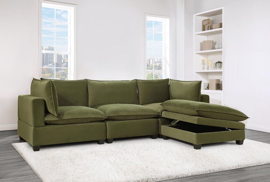 Olive Reversible Sectional Sofa – Space-Saving Living Room Furniture for Small Apartments, Durable Microfiber Upholstery - Galaly Furniture TX