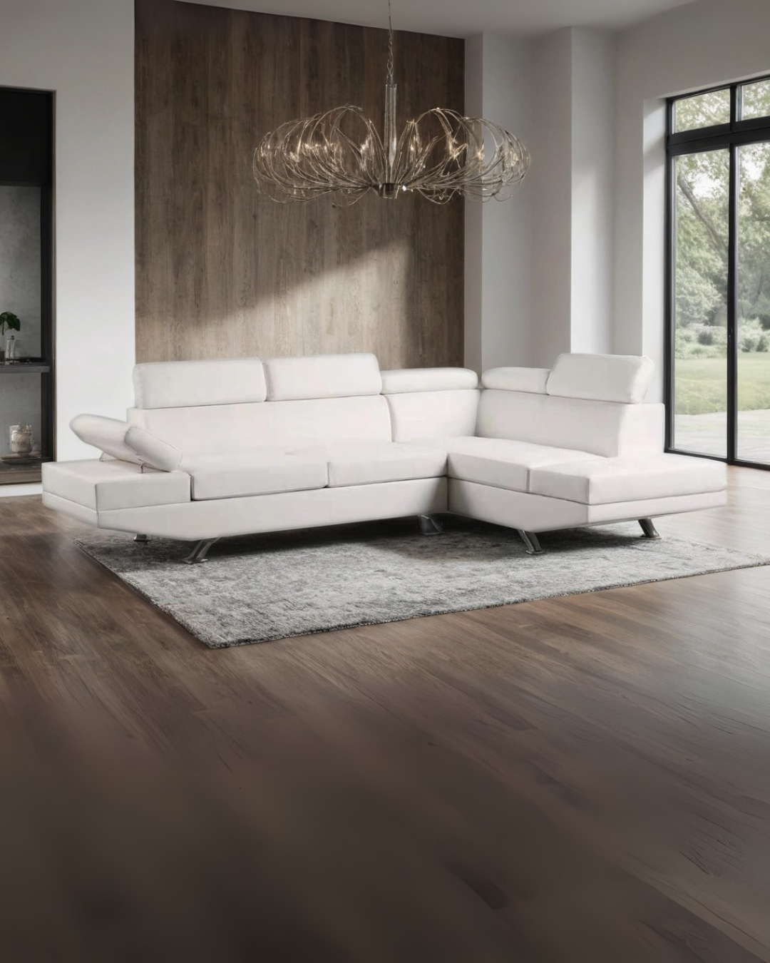 Snow White Modern L-Shaped Sectional Sofa – Space-Saving Living Room Furniture for Apartments