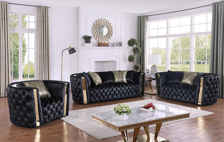 Black Microfiber Living Room Set – Space-Saving Sofa, Loveseat & Chair for Modern Apartments - Galaly Furniture TX