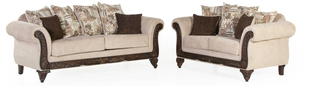 Beige Microfiber Sofa & Loveseat Set – Space-Saving Living Room Furniture for Small Apartments - Galaly Furniture TX