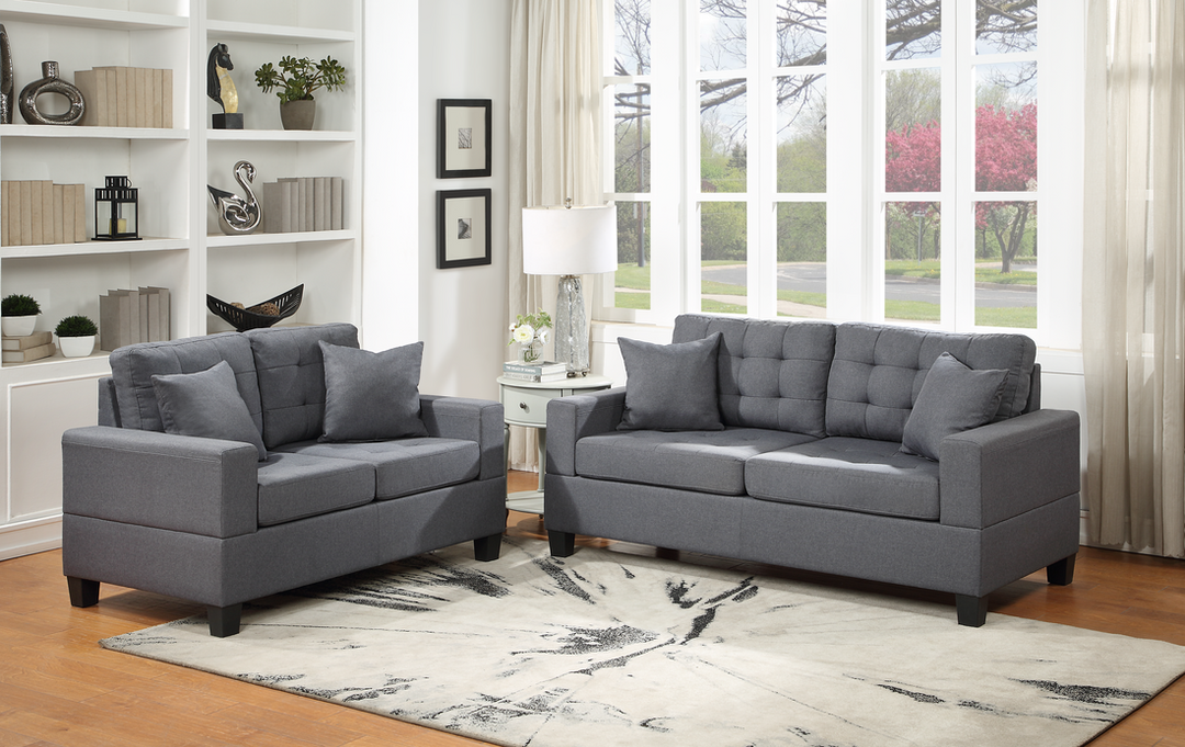 Gray Microfiber Love Seat – Space-Saving Living Room Furniture for Modern Apartments - Galaly Furniture TX