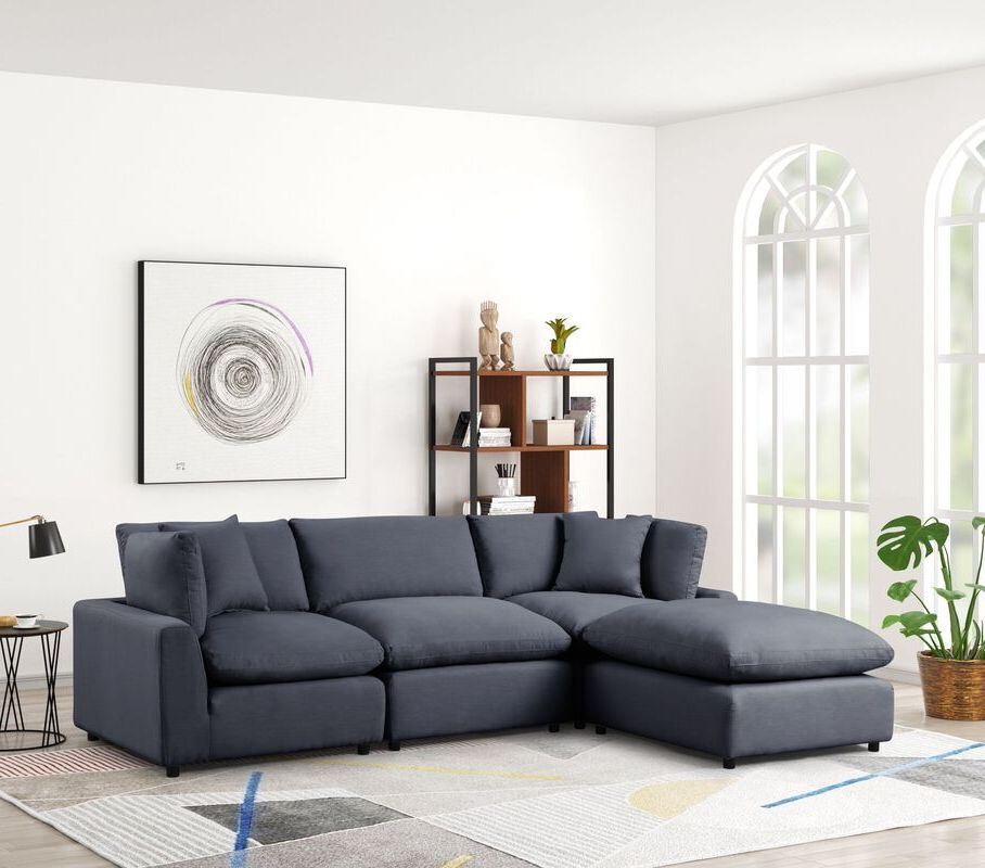 Gray Modular Sectional Sofa – Space-Saving Living Room Solution for Small Apartments, Durable Microfiber Upholstery - Galaly Furniture TX