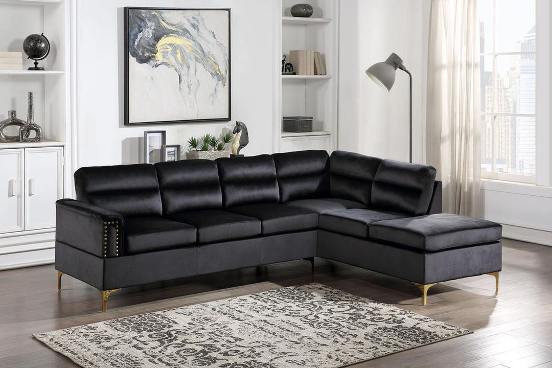 Black Modular Sectional Sofa – Space-Saving Living Room Furniture for Small Apartments, Durable Microfiber - Galaly Furniture TX