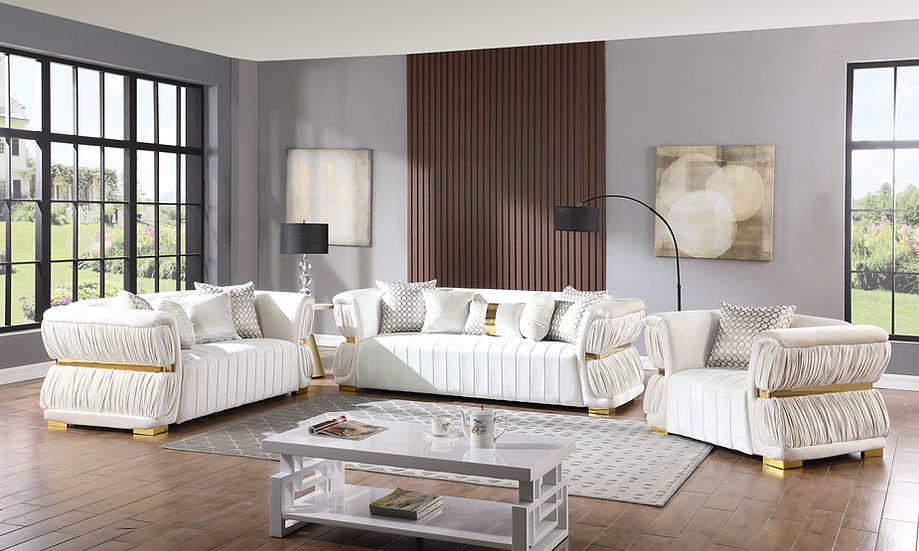 White Microfiber Living Room Set – Space-Saving Sofa, Loveseat & Chair for Small Apartment Comfort - Galaly Furniture TX