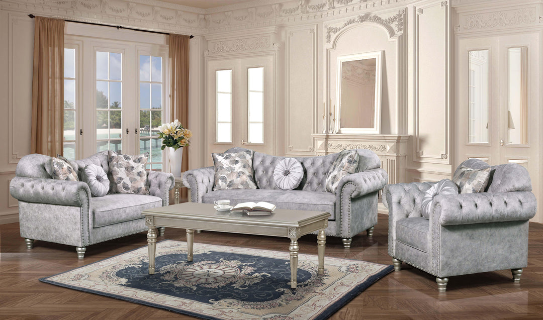 Light Grey Microfiber Living Room Set – Sofa, Loveseat & Chair for Small Apartment Spaces - Galaly Furniture TX