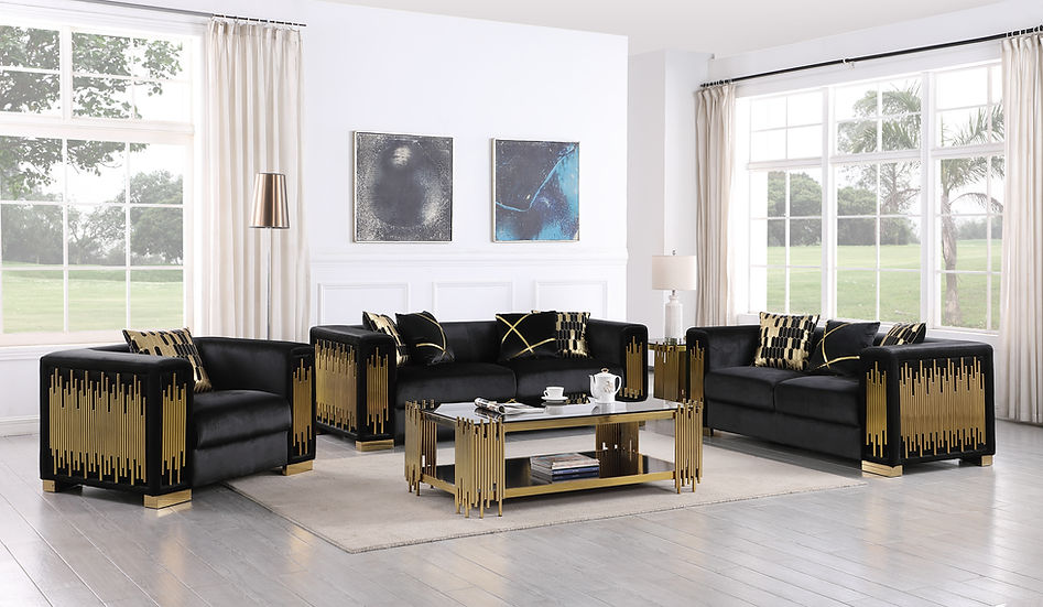 Black Microfiber Living Room Set – Sofa, Love Seat & Chair for Small Apartment Spaces