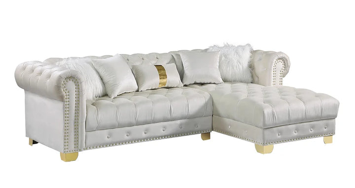 Cream Velvet Sectional Sofa – Space-Saving Living Room Furniture for Small Apartments - Galaly Furniture TX