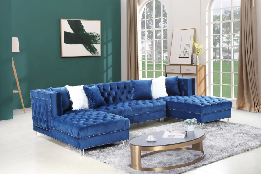 Sea Foam Blue Microfiber Sectional Sofa – Space-Saving Living Room Furniture for Small Apartments - Galaly Furniture TX