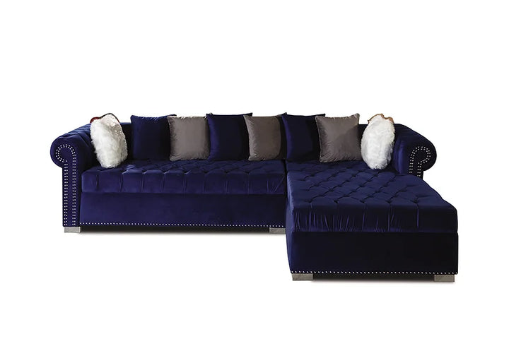 Blue Microfiber Sectional Sofa – Spacious Comfort for Small Apartments, Extra Pillows Included - Galaly Furniture TX