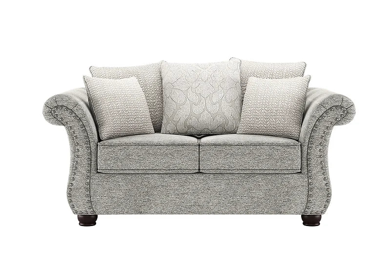 Grey Microfiber Sofa & Loveseat Set – Space-Saving Living Room Furniture for Small Apartments