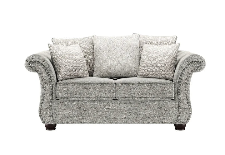 Grey Microfiber Sofa & Loveseat Set – Space-Saving Living Room Furniture for Small Apartments