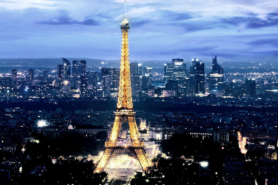 Midnight Eiffel Tempered Glass Wall Art – City Skyline Nightscape