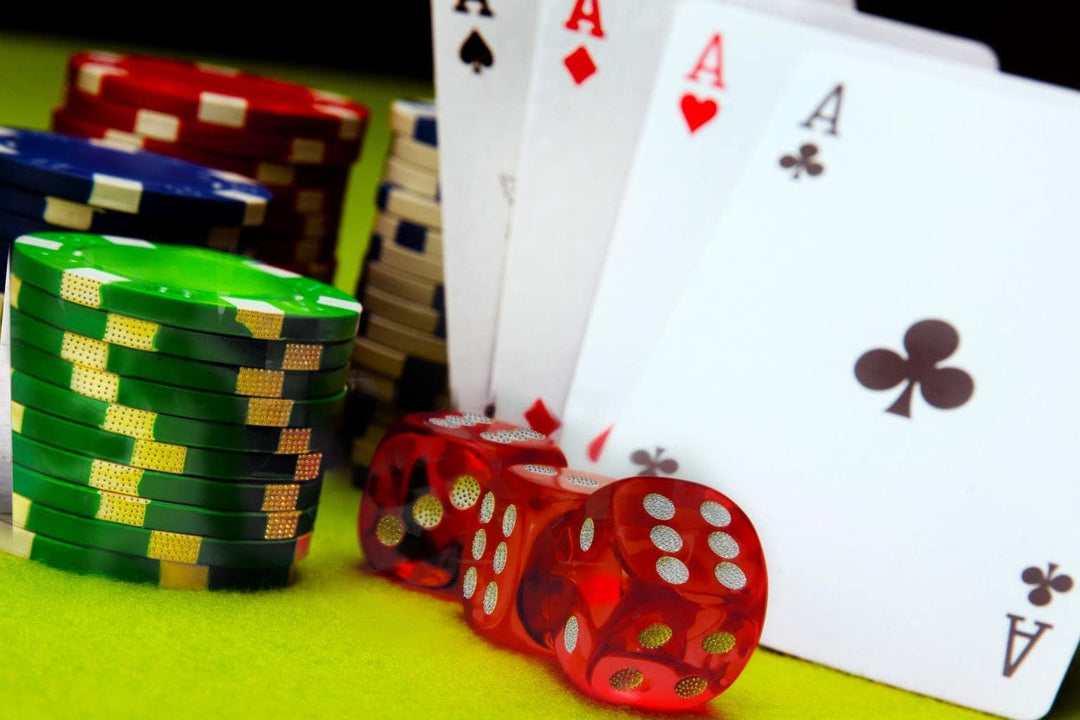 Casino Night Tempered Glass Wall Art — Poker Chips, Dice & Aces