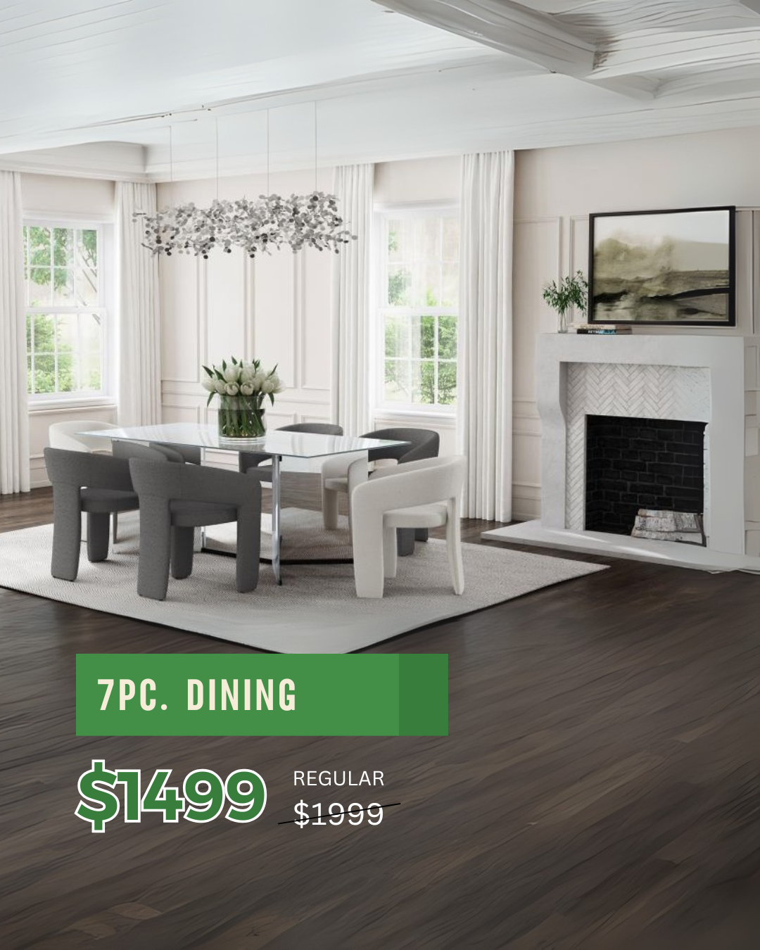 Modern Glass Dining Set with Plush Neutral Upholstery – Space-Saving Comfort for Apartment Living