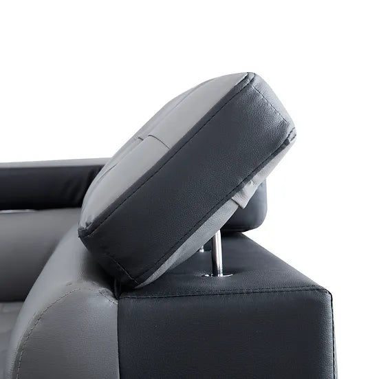 Grey & Black PU Sectional Sofa – Space-Saving Living Room Furniture for Small Apartments, 105"W x 72"D - Galaly Furniture TX
