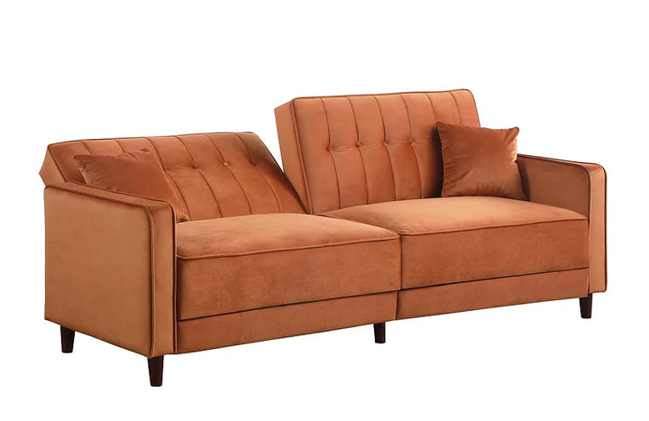 Rust Microfiber Sofa Bed & Loveseat Set – Space-Saving Living Room Furniture for Small Apartments - Galaly Furniture TX
