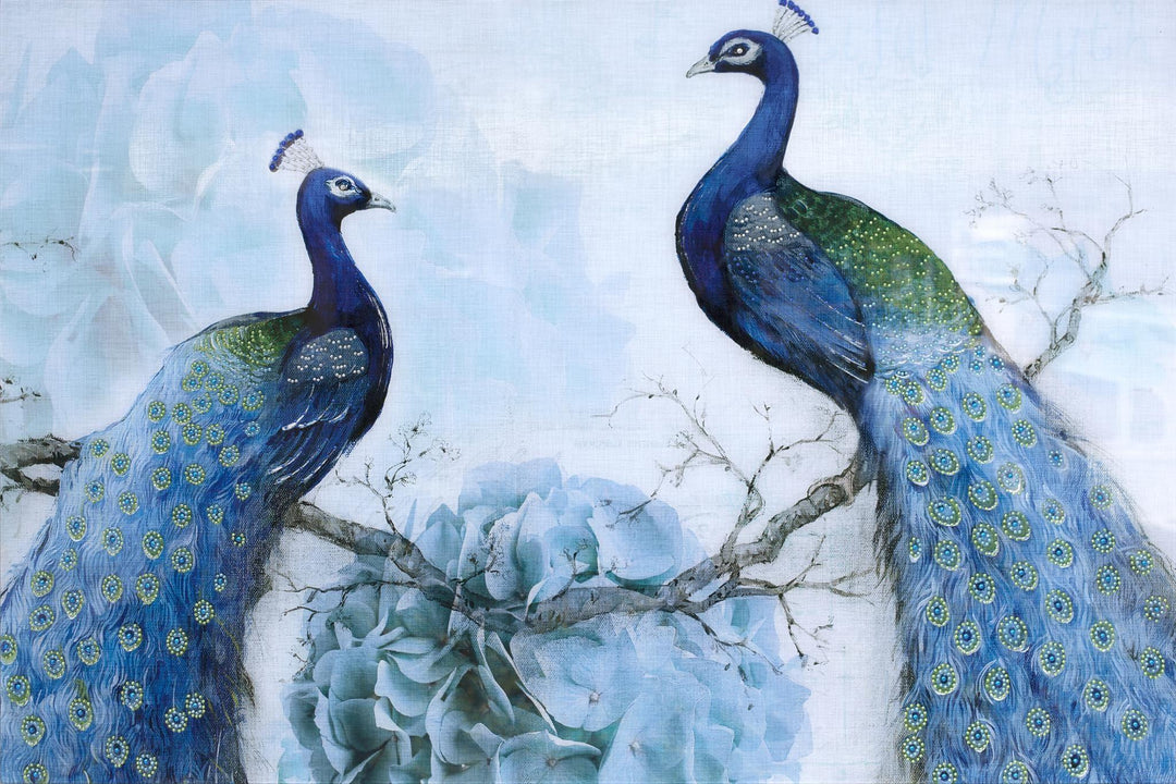 Serene Blue Peacock Tempered Glass Wall Art