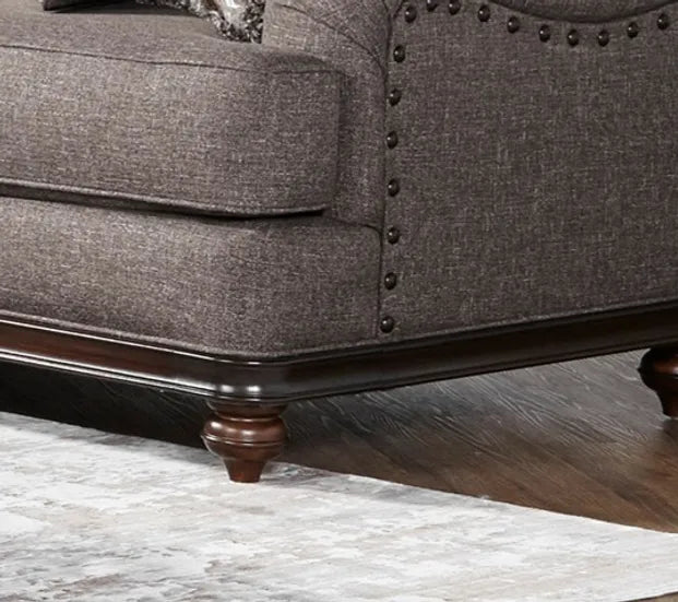 GreyBrown Polyester Living Room Sofa & Loveseat Set – Space-Saving Comfort for Small Apartments
