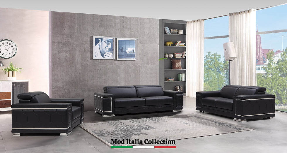 Black Microfiber Living Room Set – Space-Saving Sofa, Loveseat & Chair for Small Apartments