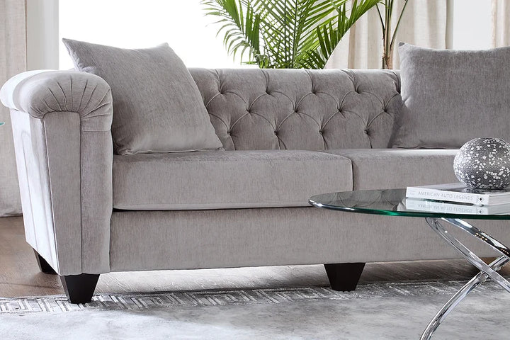Silver Microfiber Sofa & Loveseat Set – Space-Saving Living Room Furniture for Small Apartments - Galaly Furniture TX