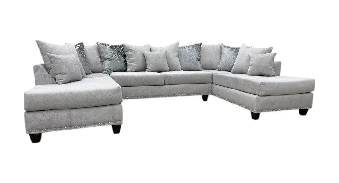 Silver Space-Saver Sectional Sofa – Durable Micro Fabric Living Room Seating for Small Apartments - Galaly Furniture TX