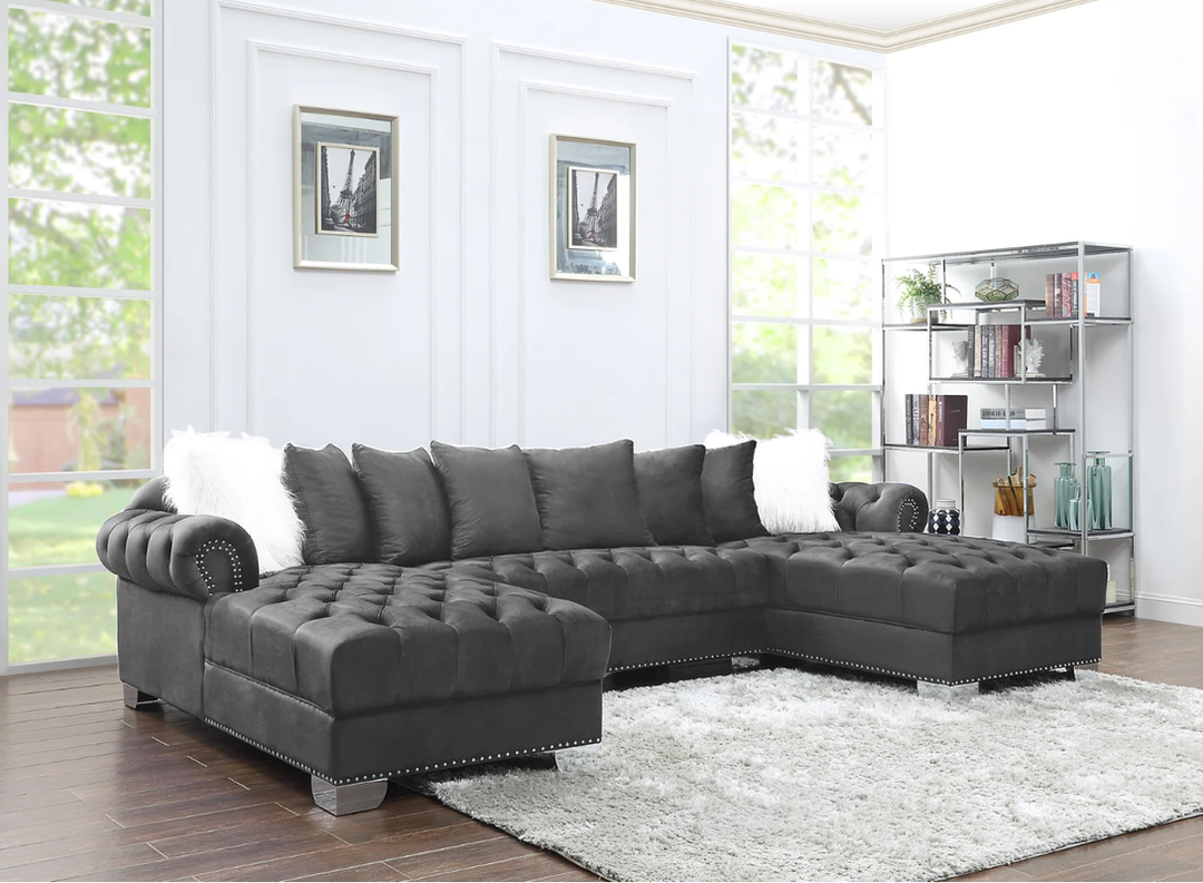 Compact Dark Grey Microfiber Sectional – Space-Saving Living Room Furniture for Small Apartments - Galaly Furniture TX