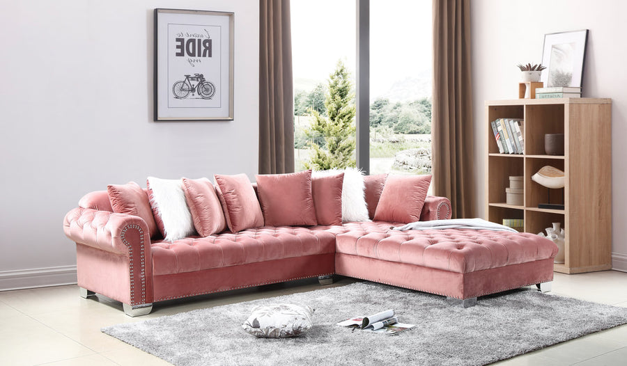Pink Microfiber Sectional Sofa – Space-Saving Living Room Furniture for Small Apartments - Galaly Furniture TX