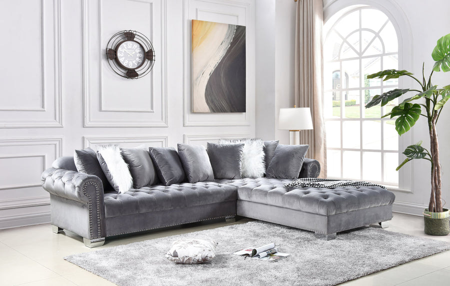 Silver Space-Saver Sectional Sofa – Compact Living Room Seating for Small Apartments, Durable Microfiber Upholstery - Galaly Furniture TX