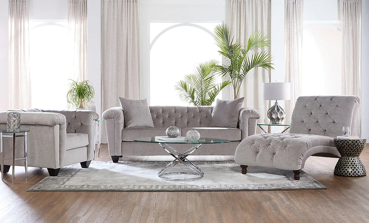 Silver Microfiber Sofa & Loveseat Set – Space-Saving Living Room Furniture for Small Apartments - Galaly Furniture TX