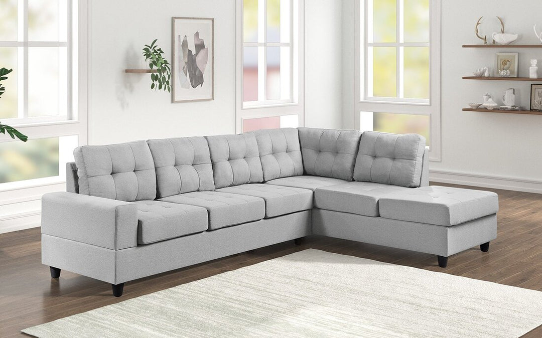 Light Grey Space-Saving Sectional Sofa – Compact Living Room Comfort for Small Apartments - Galaly Furniture TX