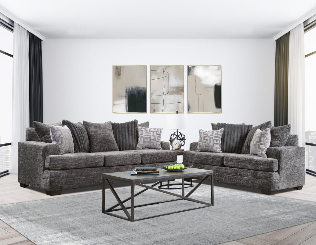 Grey & Black Microfiber Living Room Sofa and Loveseat Set – Space-Saving Comfort for Small Apartments - Galaly Furniture TX