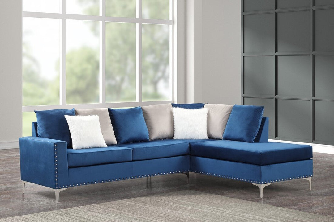 Navy Blue Microfiber Space-Saving Sectional – Compact Living Room Sofa for Small Apartments - Galaly Furniture TX