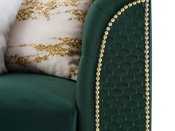 Emerald Velvet Reversible Sectional Sofa with Chaise – Space-Saving Living Room Furniture for Small Apartments - Galaly Furniture TX