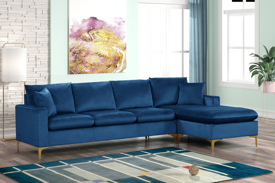 Navy Blue Microfiber Sectional Sofa – Space-Saving Living Room Solution for Small Apartments - Galaly Furniture TX