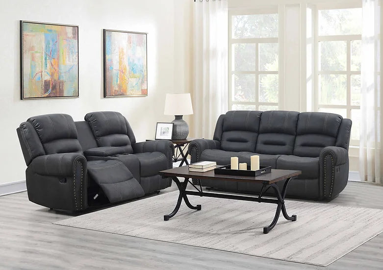 Dark Grey Fabric Reclining Sofa Set for Small Apartments – Space-Saving Comfort & Functionality - Galaly Furniture TX