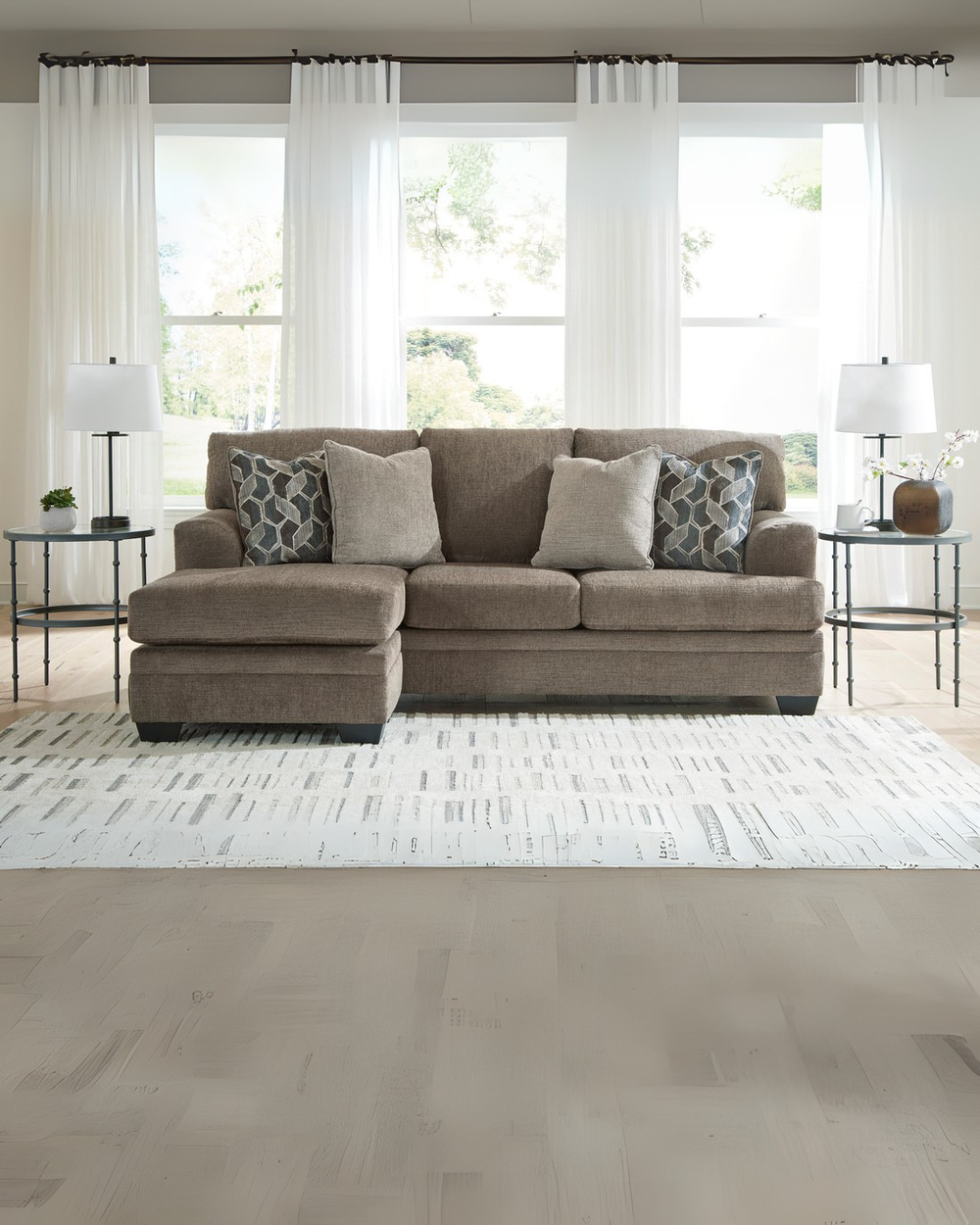 Cocoa Brown Modern Sectional Sofa – Space-Saving Living Room Furniture for Small Apartments